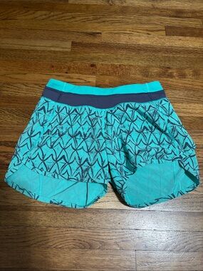 Ivivva girls size 10 athletic lined shorts teal & grey